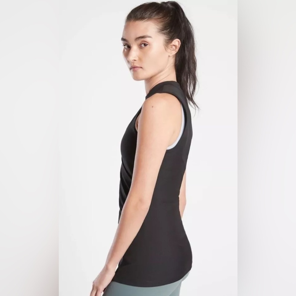 ATHLETA Bayview Athleisure Ruched Black Sleeveless Top - Picture 10 of 10